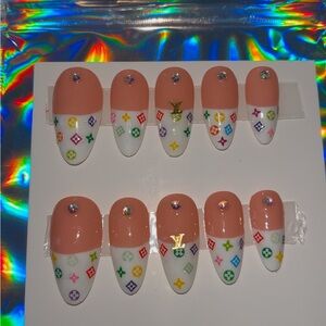 10 PC Hand Crafted/ Artisan Colorful Inspired Nails NWT